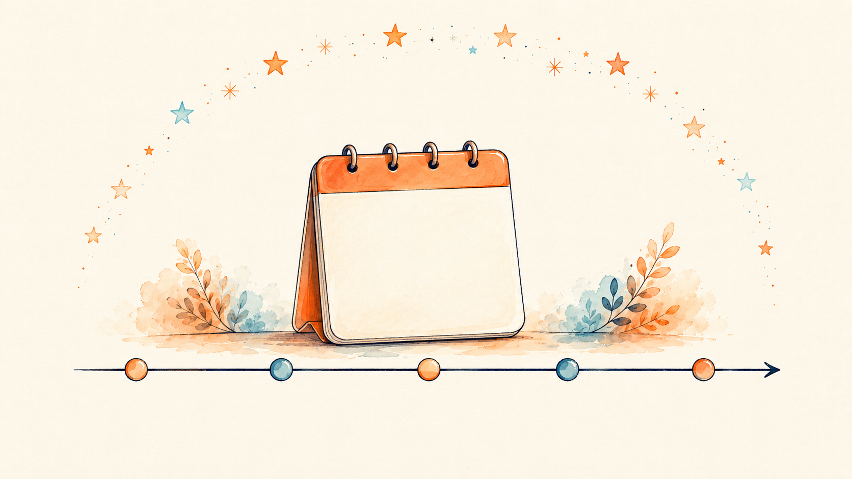 Illustration of a timeline with milestone dots and a calendar