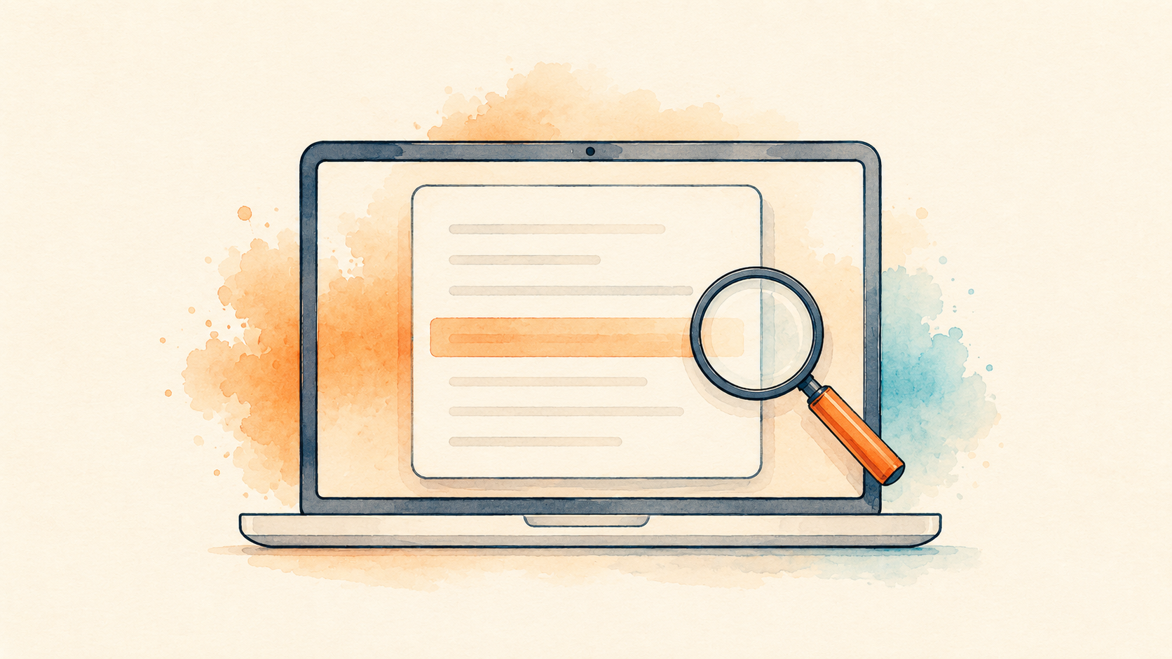 Illustration of an AI writing report highlighting one section of a document